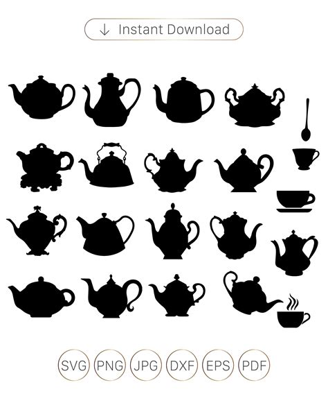 Teapot Svg Teapot Silhouette Svg Tea Kettle Vector Teacup Etsy