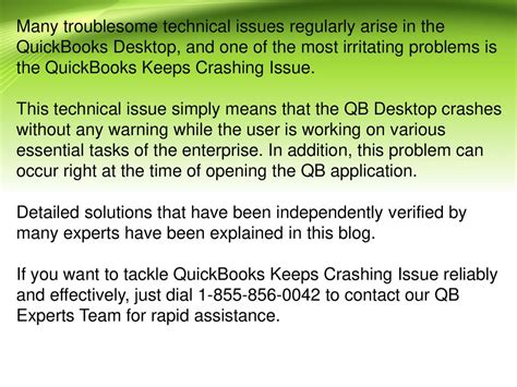 Exclusive Technical Guide For QuickBooks Keeps Crashing Issue Ppt