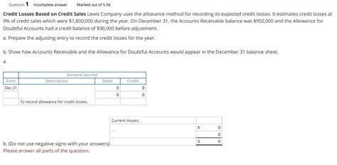 Solved Credit Losses Based On Credit Sales Lewis Company Chegg