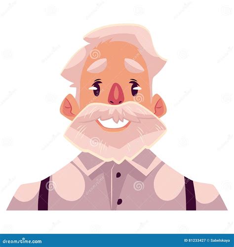 Grey Haired Old Man Face, Smiling Facial Expression Stock Vector ...