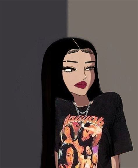 A Woman With Long Black Hair Wearing A T Shirt That Has The Image Of