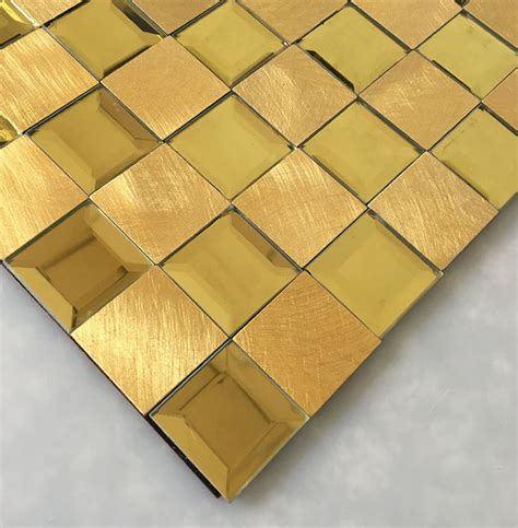 Self Adhesive Gold Glass Mirror Tile Backsplash Brushed Metal Etsy Canada