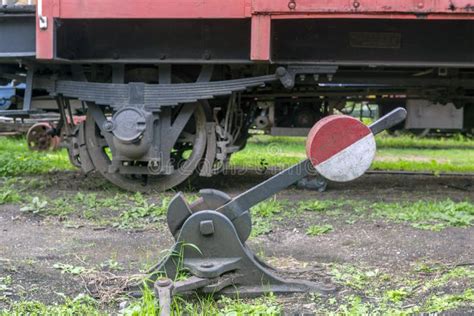 railroad track switch lever wagon wheel   background stock
