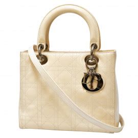 Sac Lady Dior cuir verni écru occasion certifiée authentique