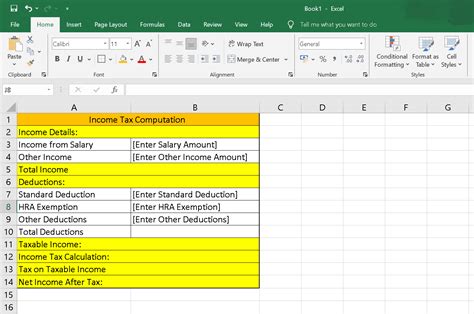 Computation Of Income Tax Format In Excel Javatpoint