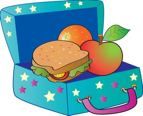 Lunch Box with Healthy Snacks Stock Vector - Illustration of cartoon ...