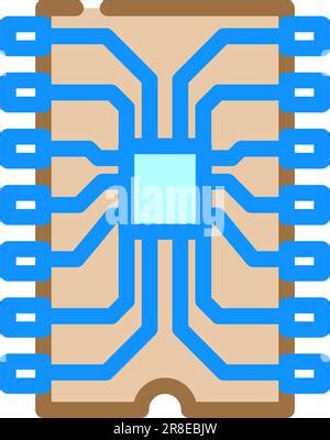 Ic Chip Electronic Component Color Icon Vector Illustration Stock