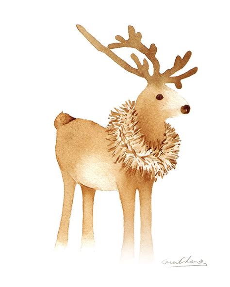 Watercolor Painting Reindeer Painting Watercolor Reindeer 8 By 10 Print