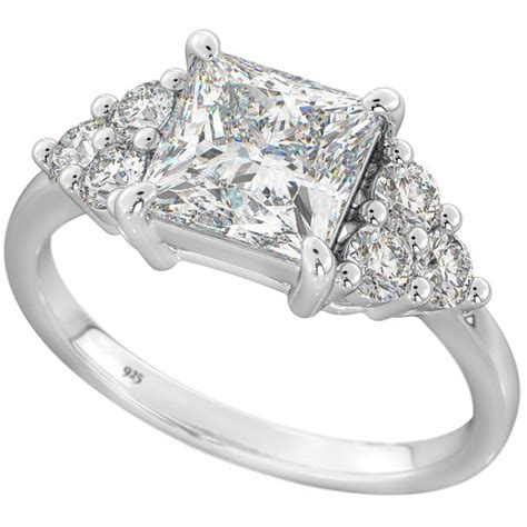 925 Sterling Silver Princess Cut Cubic Zirconia Ring