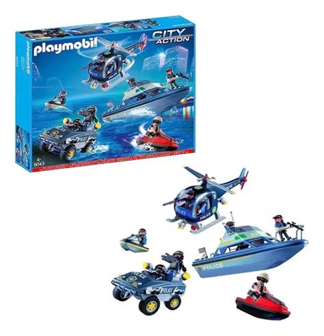 Playmobil Policia Swat Helicóptero Lancha Patrulla Coche Set Envío gratis