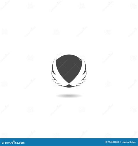 Wings Circle Logo Icon With Shadow Stock Vector Illustration Of