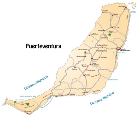 Karte Von Fuerteventura Mit Verkehrsnetz In Stock Photo 10919470