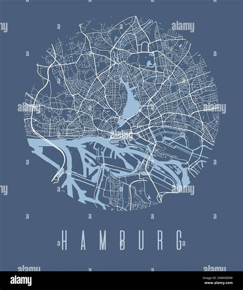 Cartel Del C Rculo Del Mapa De La Ciudad De Hamburgo Vista A Rea De