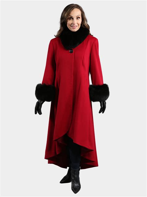 Red Loro Piana Superfine Wool Coat Estate Furs