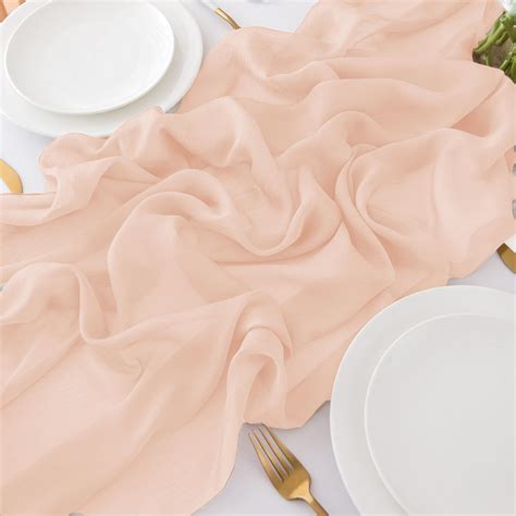 Tischläufer Chiffon blush rosé zartrosa mieten Verleih Hochzeit