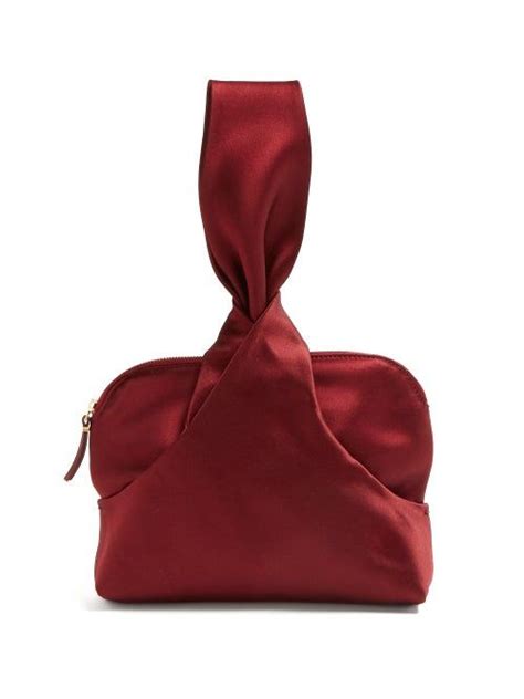 The Row Knotted Silk satin Wristlet Clutch In Burgundy ModeSens レザー