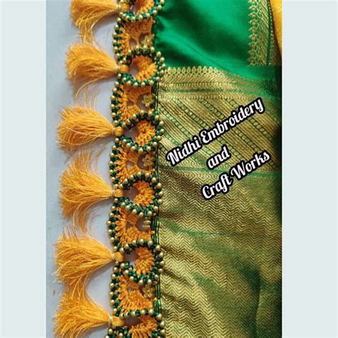 Saree Kuchu Design Hand Beaded Embroidery Saree Kuchu Designs Saree