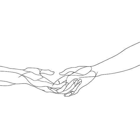 Minimalist Continuous Line Drawing Of Hands Holding Elegant Hand Sketch