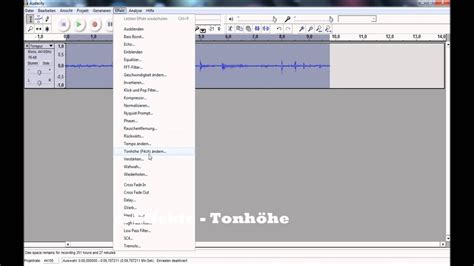 Audacity Tonh He Ver Ndern Pitchen Youtube