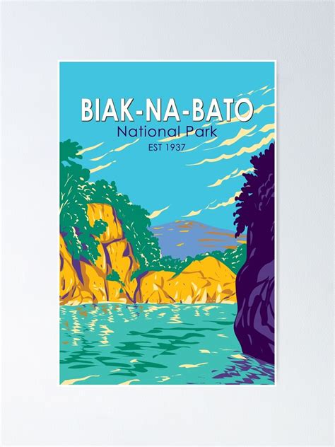 Biak Na Bato National Park Philippines Travel Art Vintage Poster For