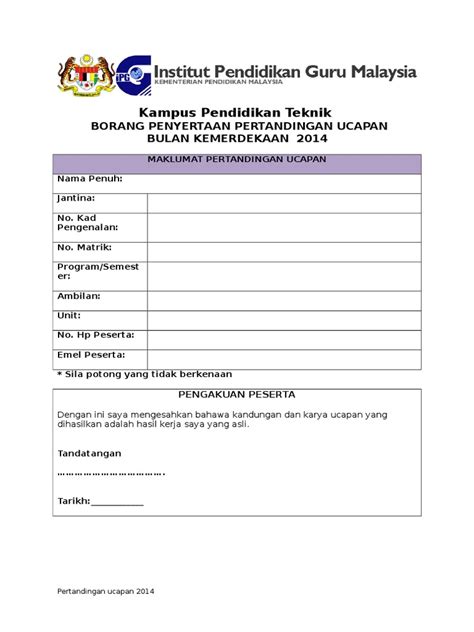 PDF Borang Dan Syarat Penyertaan Ucapan Kemerdekaan 2014 DOKUMEN TIPS