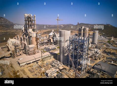 Structures Of Cement Producing Plant Aerial View Of Huge Industrial