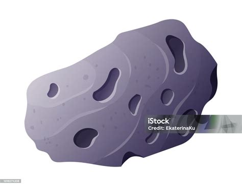 Cartoon Flying Space Asteroid With Craters And Bumps Vector Isolated Stone Stock Illustration