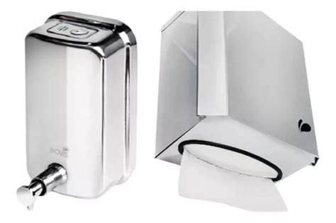 Kit Porta Papel Toalha Inox Saboneteira De Parede Inox Promo MercadoLivre