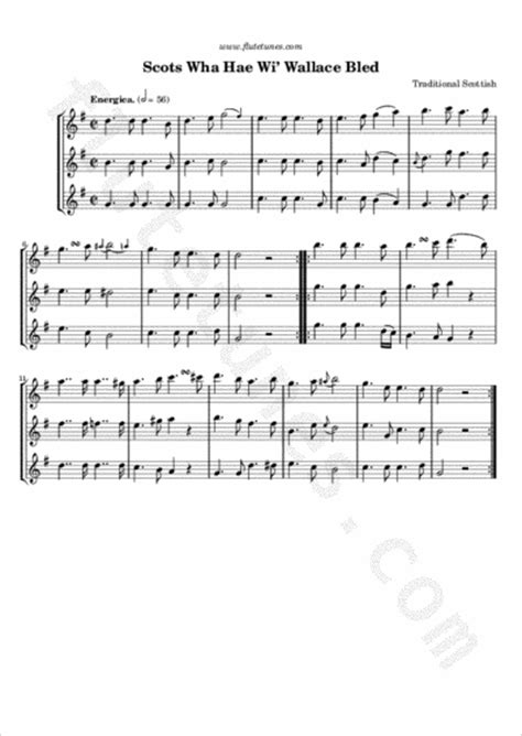 Scots Wha Hae Wi Wallace Bled Trad Scottish Free Flute Sheet