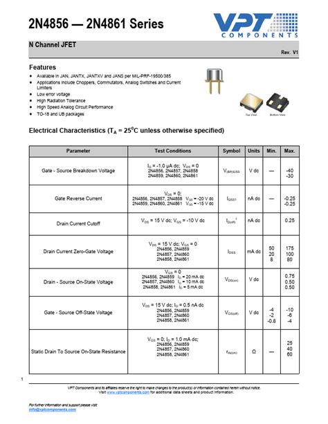 N Datasheet N Channel Jfet