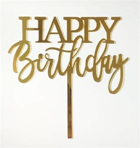 Square Happy Birthday Gold Cake Topper Cthb01 Packaging Type Packet