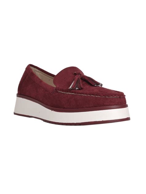 Women Maroon Solid Tassel Loafers Shoetree