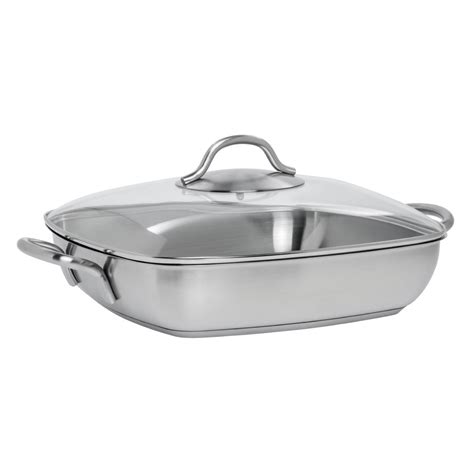 Expressly Hubert® Colorscape Single Ply Square Satin Stainless Steel Pan With Glass Lid 11l X