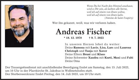 Traueranzeigen Von Andreas Fischer Augsburger Allgemeine Zeitung