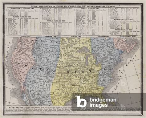 Image of Time zones of the United States (coloured engraving) by ...