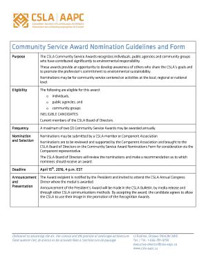 Fillable Online Community Service Award Nomination Guidelines And Form