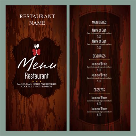 Restaurant Menu Templates Illustrator Free Printable Word Searches