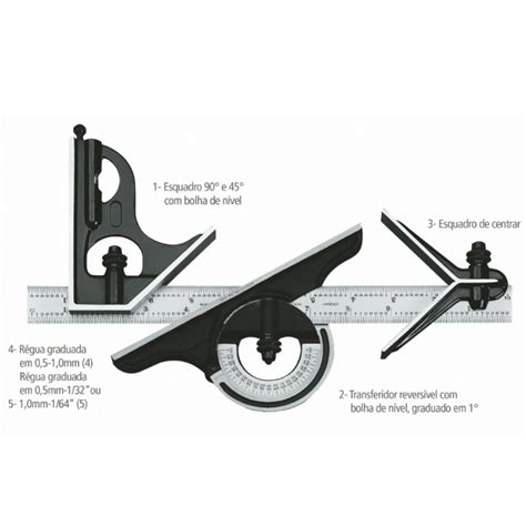 Set De Escuadra Combinada C M Tecnimetro