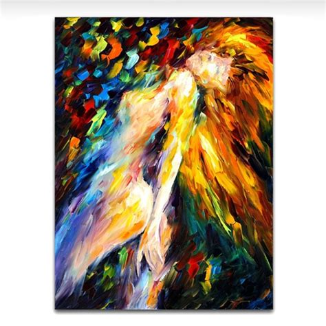 Hand Painted Knife Nude Oil Painting On Canvas Abstract Naked Women