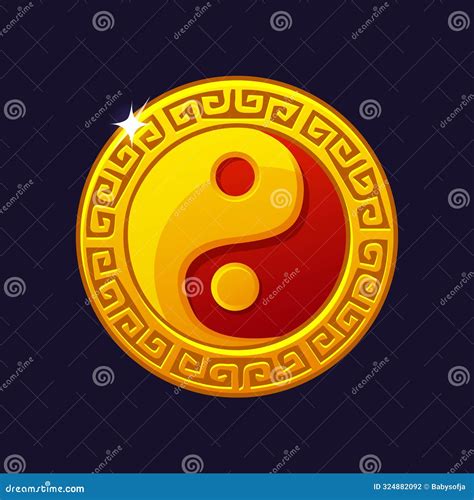 Chinese Coin Yin Yan Cartoon Illustration Of Yin Yang Coin For