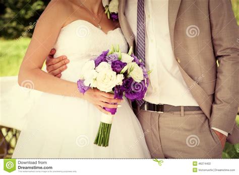 Wedding Couple Bride And Groom Holding Hands Stock Photo Image Of