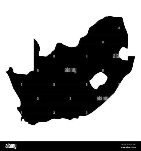 South Africa Solid Black Silhouette Map Of Country Area Simple Flat