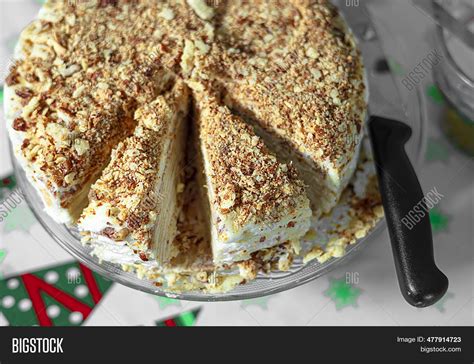 Cake Napoleon Cut Into Image And Photo Free Trial Bigstock