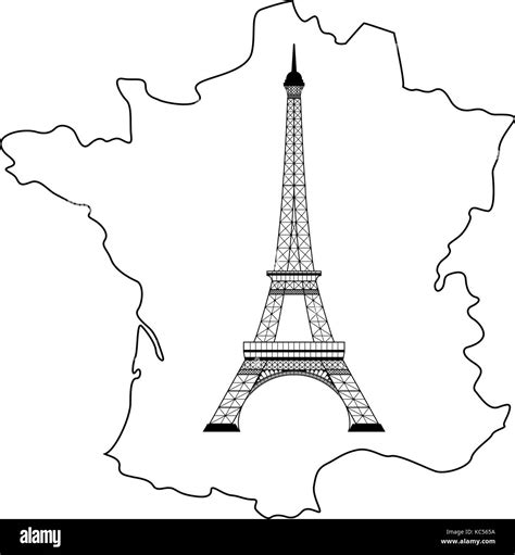 eiffel tower and map on white Stock Vector Image & Art - Alamy