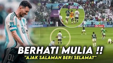 Kebaikan Messi Beri Selamat Ke Pemain Arab Lihatlah Reaksi Messi