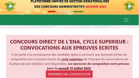 Concours D Entrée A L ENA 2023 Impression De Convocation Pour La