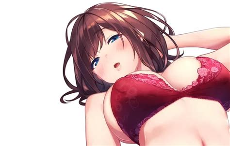 Wallpaper Girl Sexy Lingerie Bra Cleavage Brown Hair Boobs Anime For Mobile And Desktop