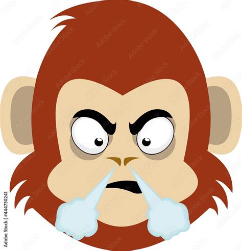 Vector Emoticon Illustration Of The Face Of An Angry Cartoon Monkey