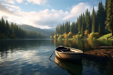 Premium Photo A Tranquil Scene Of A Lake With A Drifting Fishing 00313 02