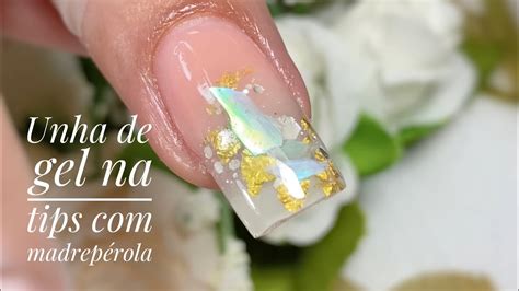 Unha de Gel na tips para iniciantes Madrepérola encapsulada Decoração